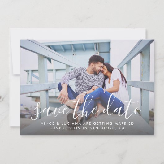 Modernes handgeschriebenes Skript Hochzeitsskript Save The Date (Vorderseite)