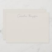 Modernes handgeschriebenes Skript Lila Personalisi Mitteilungskarte (Vorne/Hinten)