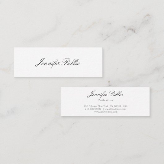 Modernes, handgeschriebenes Skript Minimalistisch Mini Visitenkarte (Vorne/Hinten)