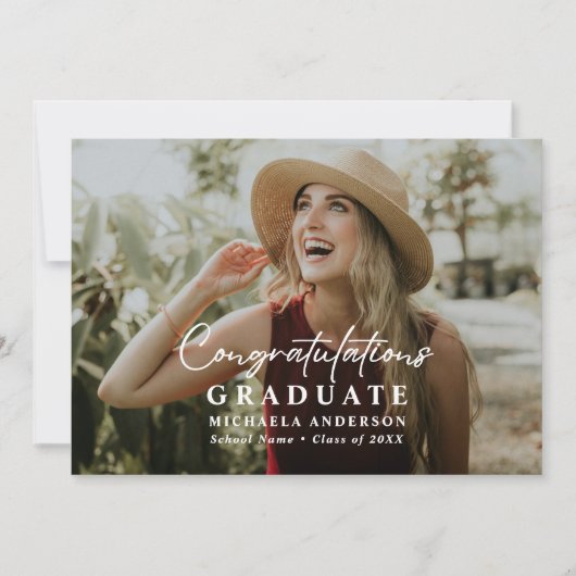 Modernes handgeschriebenes Skript mit 2-Foto-Absch Ankündigung (Vorderseite)