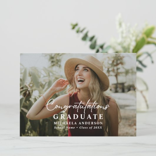 Modernes handgeschriebenes Skript mit 2-Foto-Absch Ankündigung (Stehend Vorderseite)