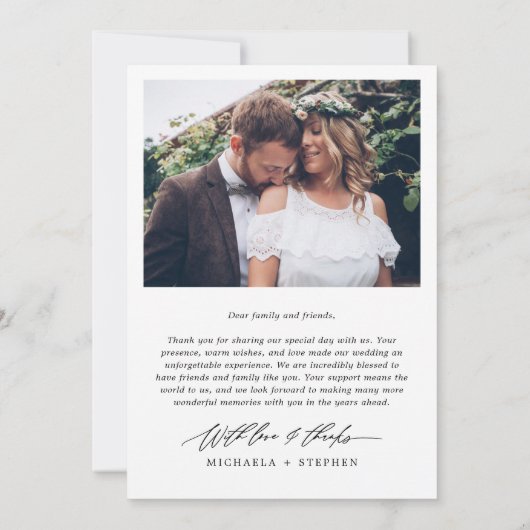 Modernes, handgeschriebenes Skript mit 2-Foto-Hoch Dankeskarte (Rückseite)