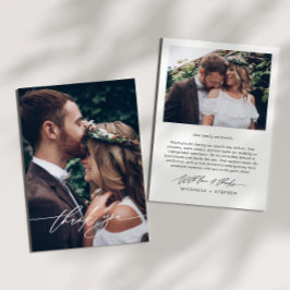 Modernes, handgeschriebenes Skript mit 2-Foto-Hoch Dankeskarte