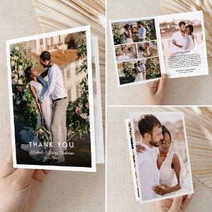 Modernes, handgeschriebenes Skript mit 7-Foto-Hoch Dankeskarte