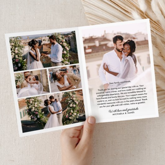 Modernes, handgeschriebenes Skript mit 7-Foto-Hoch Dankeskarte