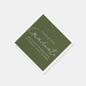 Modernes handgeschriebenes Skript Olive Green Absc Serviette (Ecke)