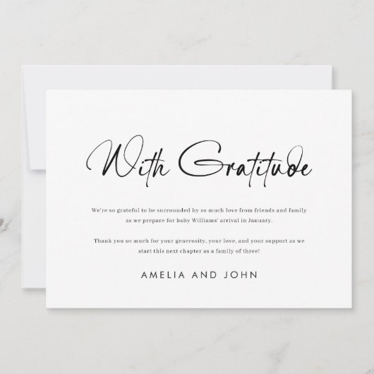 Modernes handgeschriebenes Skript-Schwarz-weißes F Dankeskarte (Vorderseite)