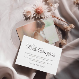 Modernes handgeschriebenes Skript-Schwarz-weißes F Dankeskarte