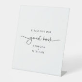 Modernes, handgeschriebenes Skript-Schwarz-weißes Sockelschild (Vorderseite)