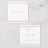 Modernes handgeschriebenes Skript Trendy farbenfro Quadratische Visitenkarte (Vorne/Hinten)