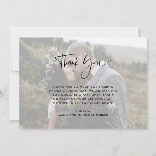 Modernes handgeschriebenes Skript | Zwei-Foto-Hoch Dankeskarte (Rückseite)