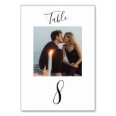 Modernes handgeschriebenes SkriptWedding-Foto Tischnummer (Vorderseite)