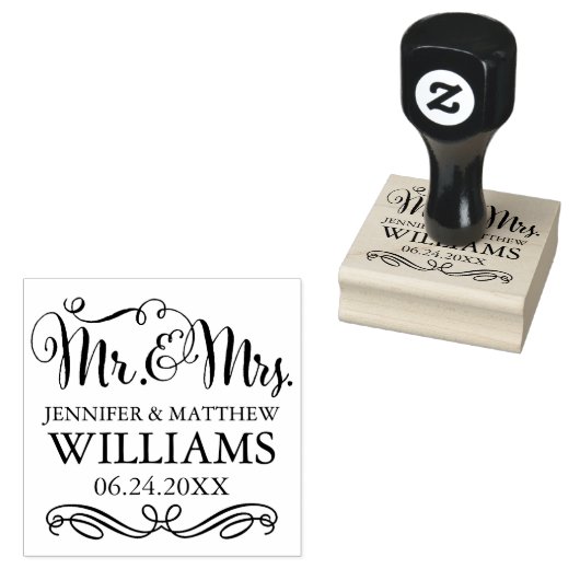 Modernes handgeschriebenes SkriptWedding Monogram Gummistempel (Stempel)