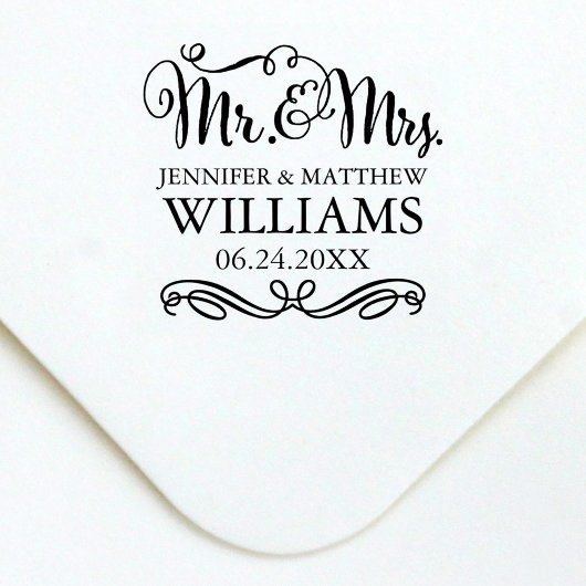 Modernes handgeschriebenes SkriptWedding Monogram Permastempel