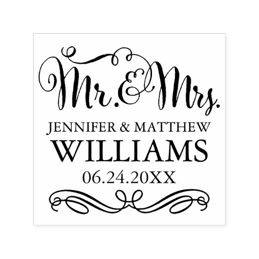 Modernes handgeschriebenes SkriptWedding Monogram Permastempel (Design)