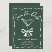 Modernes, handGezeichnet Martini Save the Date (Vorne/Hinten)