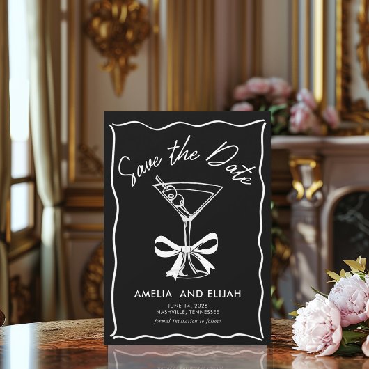 Modernes, handGezeichnet Martini Save the Date