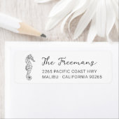 Modernes handgezeichnetes Seepferd. Rücksendeadres (Insitu)