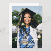 Modernes Handschrift-Abschluss-Foto Dankeskarte (Vorne/Hinten)