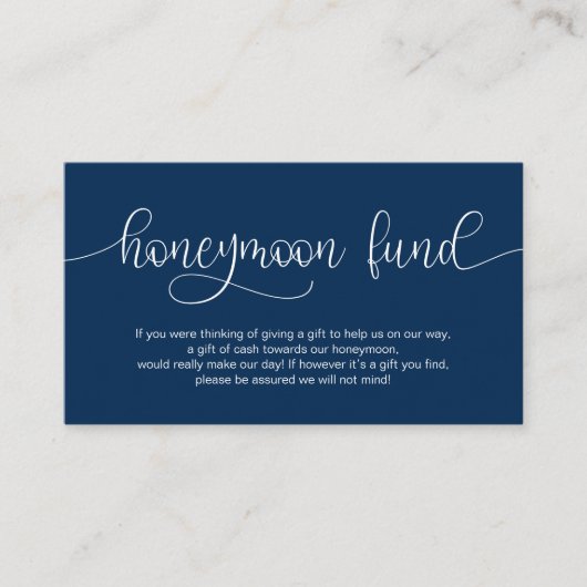 Modernes Handschrift-Design der Marine, Honeymoon  Begleitkarte (Vorderseite)