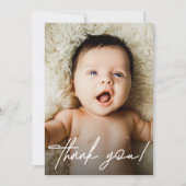 Modernes Handschrift Script Baby Shower Foto Dankeskarte (Vorderseite)