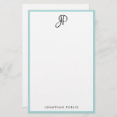 Modernes Handskript-mit Monogramm einfache Briefpapier (Vorne/Hinten)