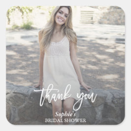 Modernes Handwriting - kundenspezifisches Foto-Bra Quadratischer Aufkleber