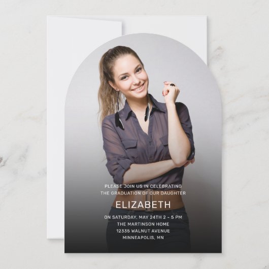 Modernes Handwriting Script Foto Arted Abschluss Einladung (Rückseite)