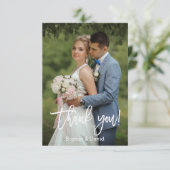 Modernes handwriting Wedding Foto Vielen Dank, das Dankeskarte (Stehend Vorderseite)
