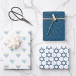 Modernes Hanukkah Packpapier - Marine Geschenkpapier Set<br><div class="desc">Diese Packpapiersammlung enthält Muster für Hanukkah.</div>