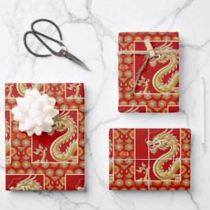 Modernes Happy Chinese New Year Modernes Asian Mus Geschenkpapier Set