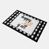 Modernes Happy Fall Y'all Black Buffalo Karo Style Fußmatte (Schrägansicht)