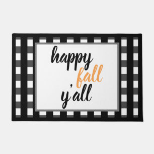 Modernes Happy Fall Y'all Black Buffalo Karo Style Fußmatte