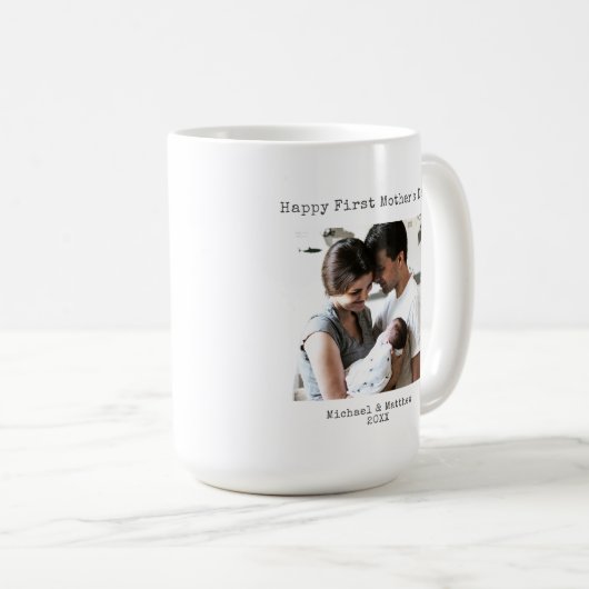 Modernes Happy First Mothers Day Schreibmaschine F Kaffeetasse (VorderseiteRechts)