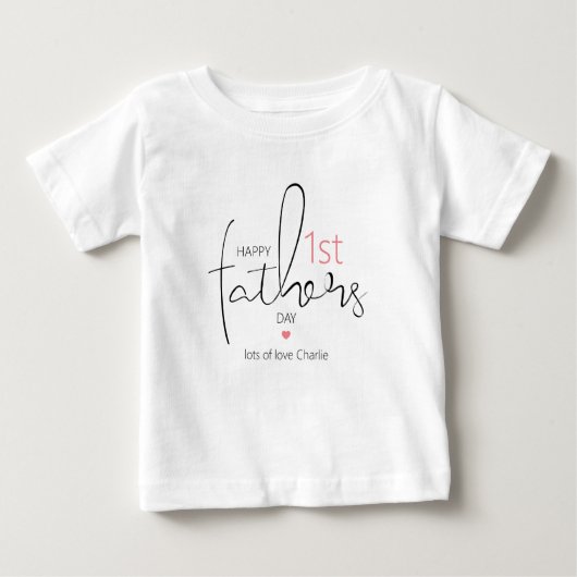 Modernes Happy First Vathers Day Baby Baby T-shirt (Vorderseite)