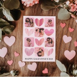 Modernes Happy Galentine Pink Hearts & Foto Feiertagskarte