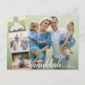 Modernes Happy Hanukkah Hand Letted Foto Collage Postkarte (Vorderseite)