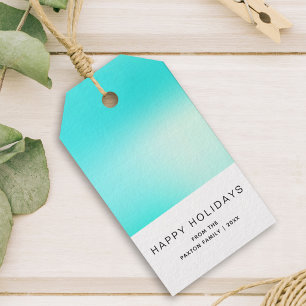 Modernes Happy Holiday Aqua Blue Geschenkanhänger