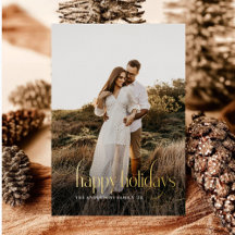 Modernes Happy Holidays Family Foto kariert Tartan