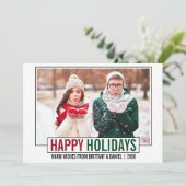 Modernes Happy Holidays Foto Feiertagskarte (Stehend Vorderseite)