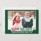 Modernes Happy Holidays Foto Green Feiertagskarte (Vorderseite)