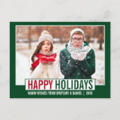 Modernes Happy Holidays Foto Green Postkarte (Vorderseite)