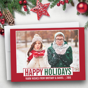 Modernes Happy Holidays Foto Red Feiertagskarte