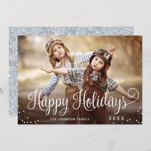 Modernes Happy Holidays FOTO Weihnachtsgrüße Feiertagskarte (Vorne/Hinten)