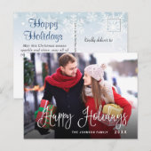 Modernes Happy Holidays FOTO Weihnachtsgrüße Postkarte (Vorne/Hinten)