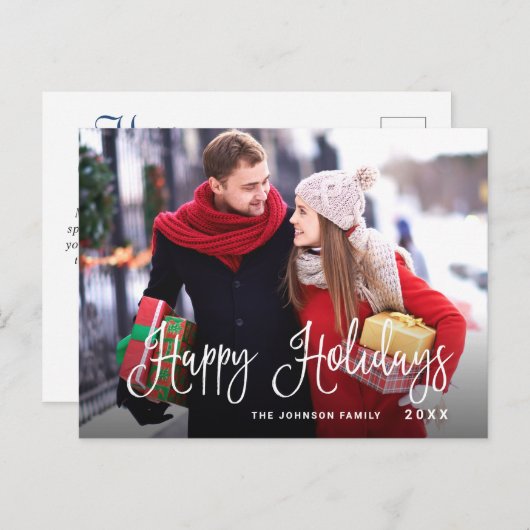 Modernes Happy Holidays FOTO Weihnachtsgrüße Postkarte (Vorne/Hinten)