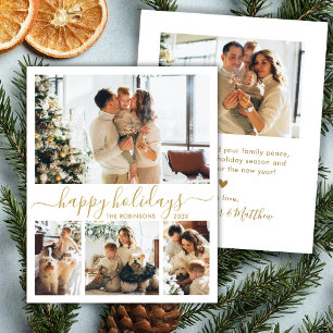Modernes Happy Holidays Gold Script 4 Foto Collage