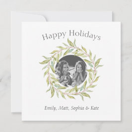 Modernes Happy Holidays Grünes Foto Feiertagskarte