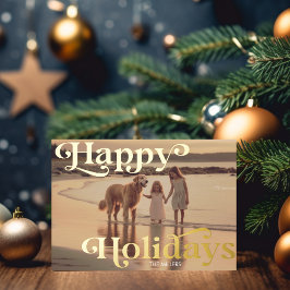 Modernes Happy Holidays Minimal 1 Foto Elegante Folien Feiertagskarte