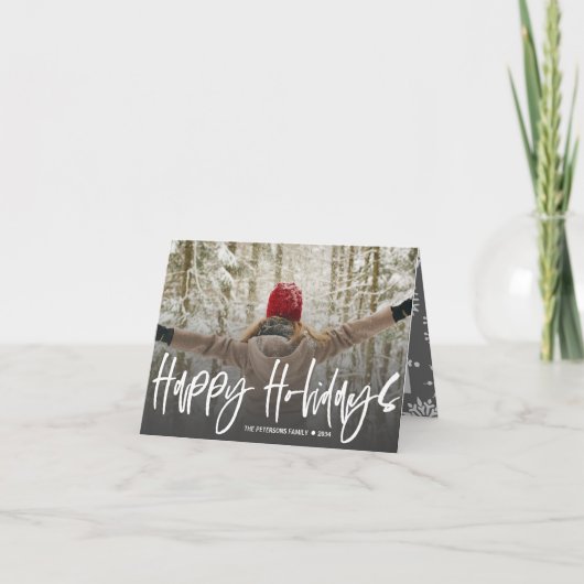 Modernes Happy Holidays Script 1 Foto Weihnachten (Vorderseite)